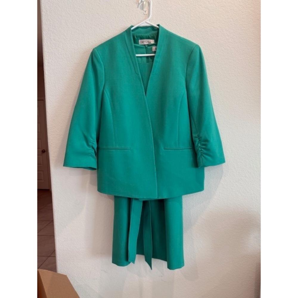 Kasper Dress Suit Set Green Career Work Office Interview Women's Size 14